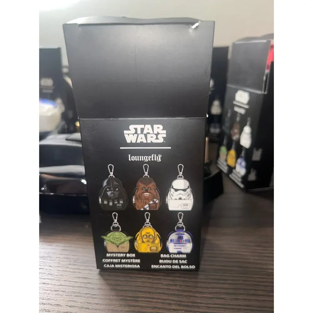COMPLETE SET Star Wars Loungefly Bag Charm Keychains Yoda Vader R2-D2 Chewbacca
